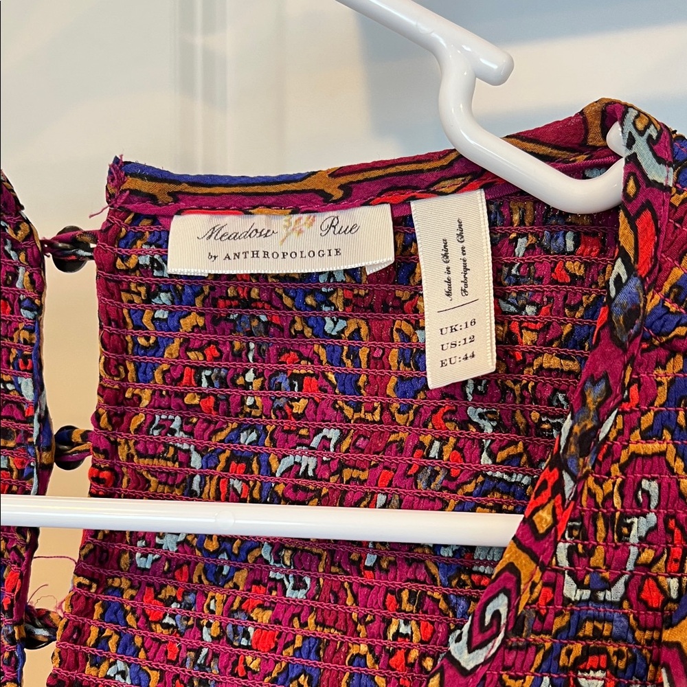 Anthropologie Red and Blue Patterned Blouse - Picture 2 of 6